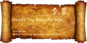 Vozáry Benjámin névjegykártya