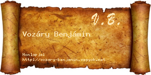 Vozáry Benjámin névjegykártya